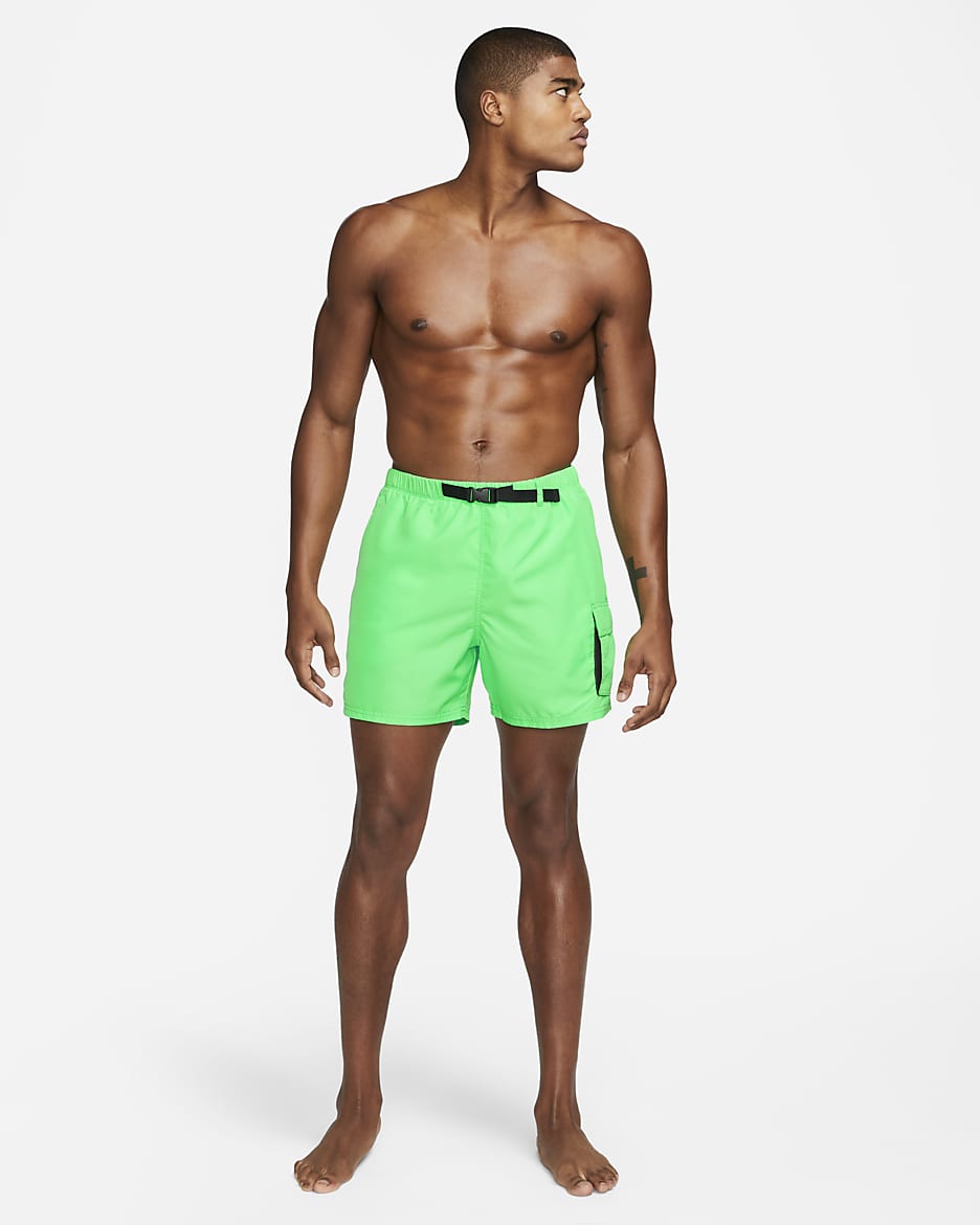 Nike Men's 5" Belted Packable Swim Trunks - Electric Algae