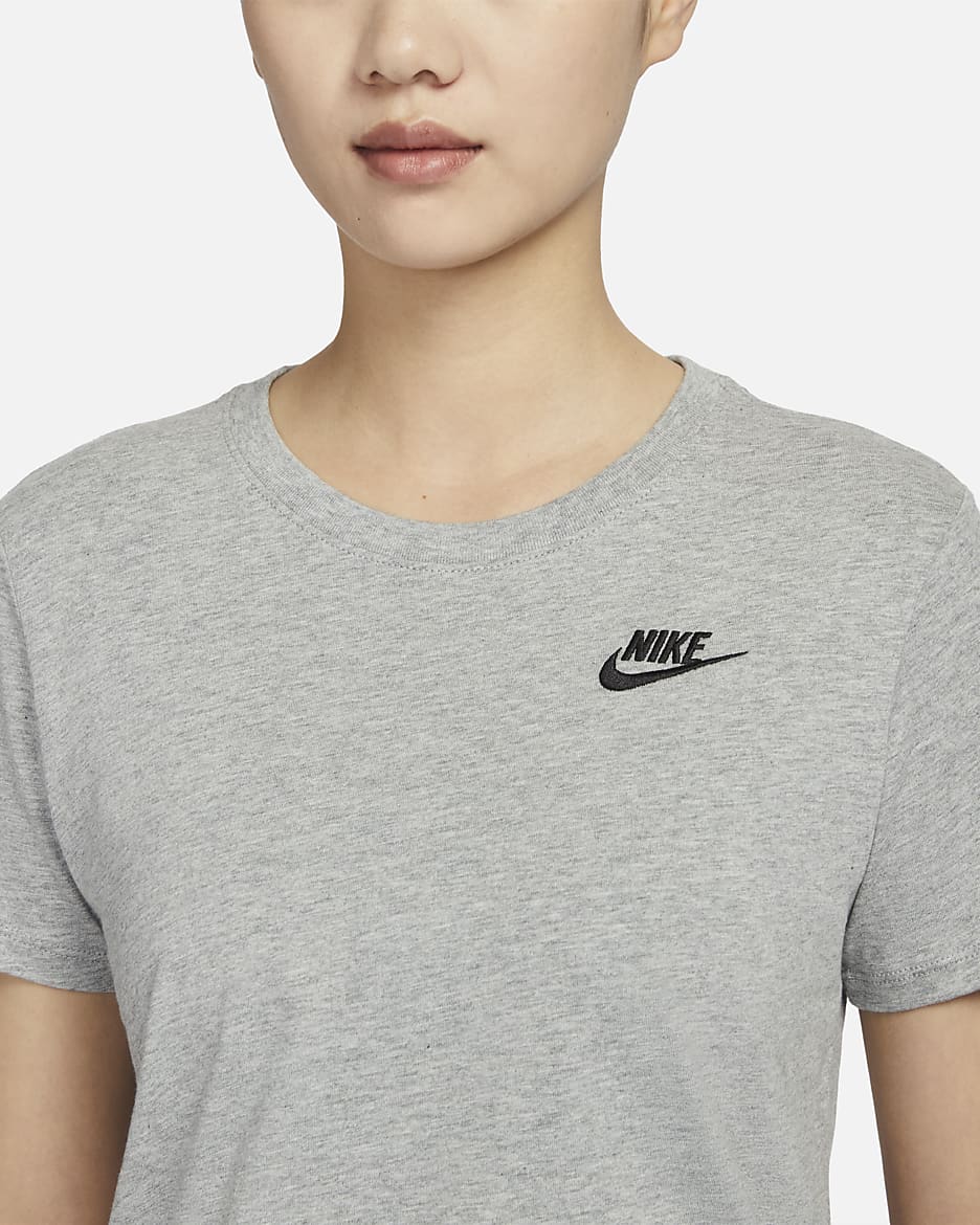 Nike Sportswear Club Essentials 女款 T 恤 - Dark Grey Heather/黑色