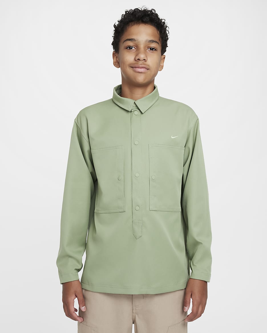 Nike Sportswear Metro Ground Older Kids' Top - Oil Green/Olive Aura