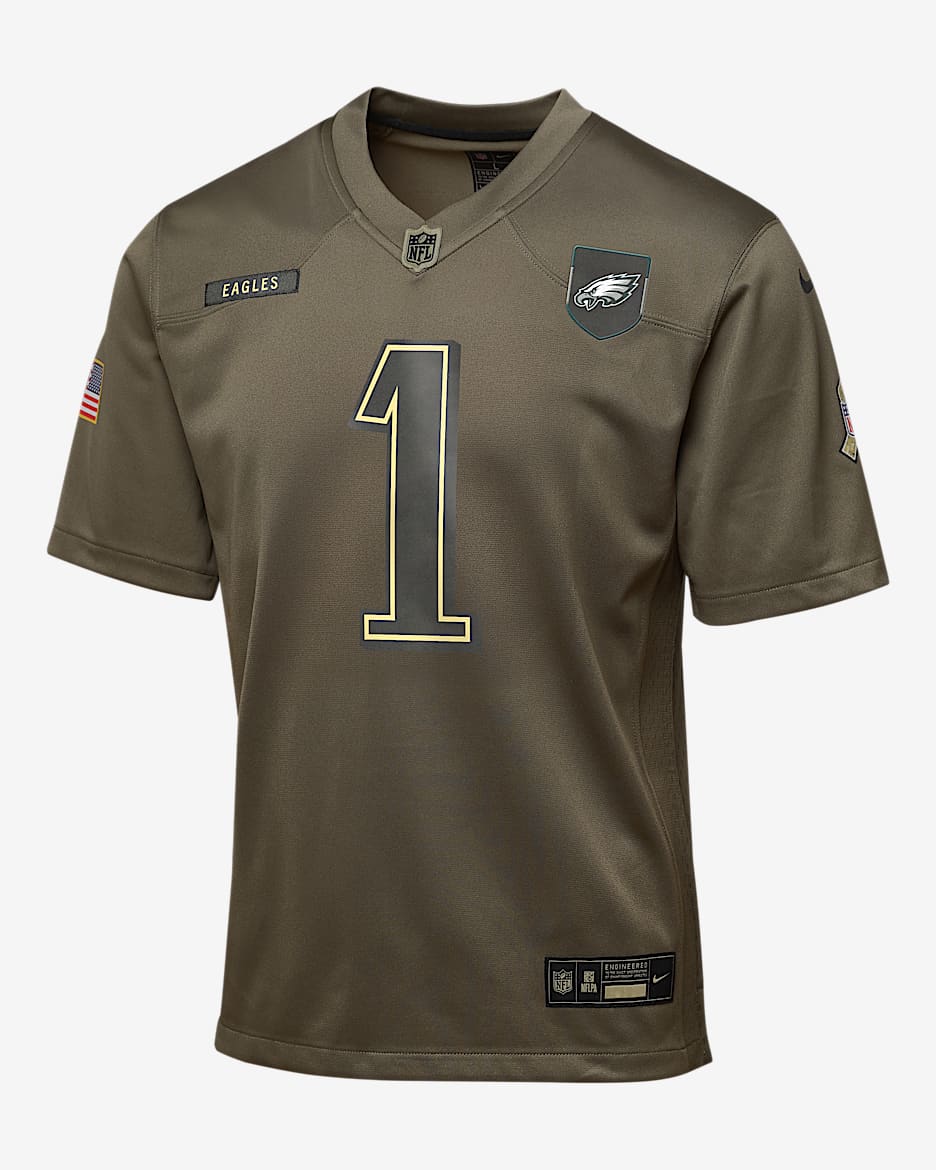 Jalen Hurts Philadelphia Eagles Salute to Service Big Kids’ Nike NFL Game Jersey - Olive