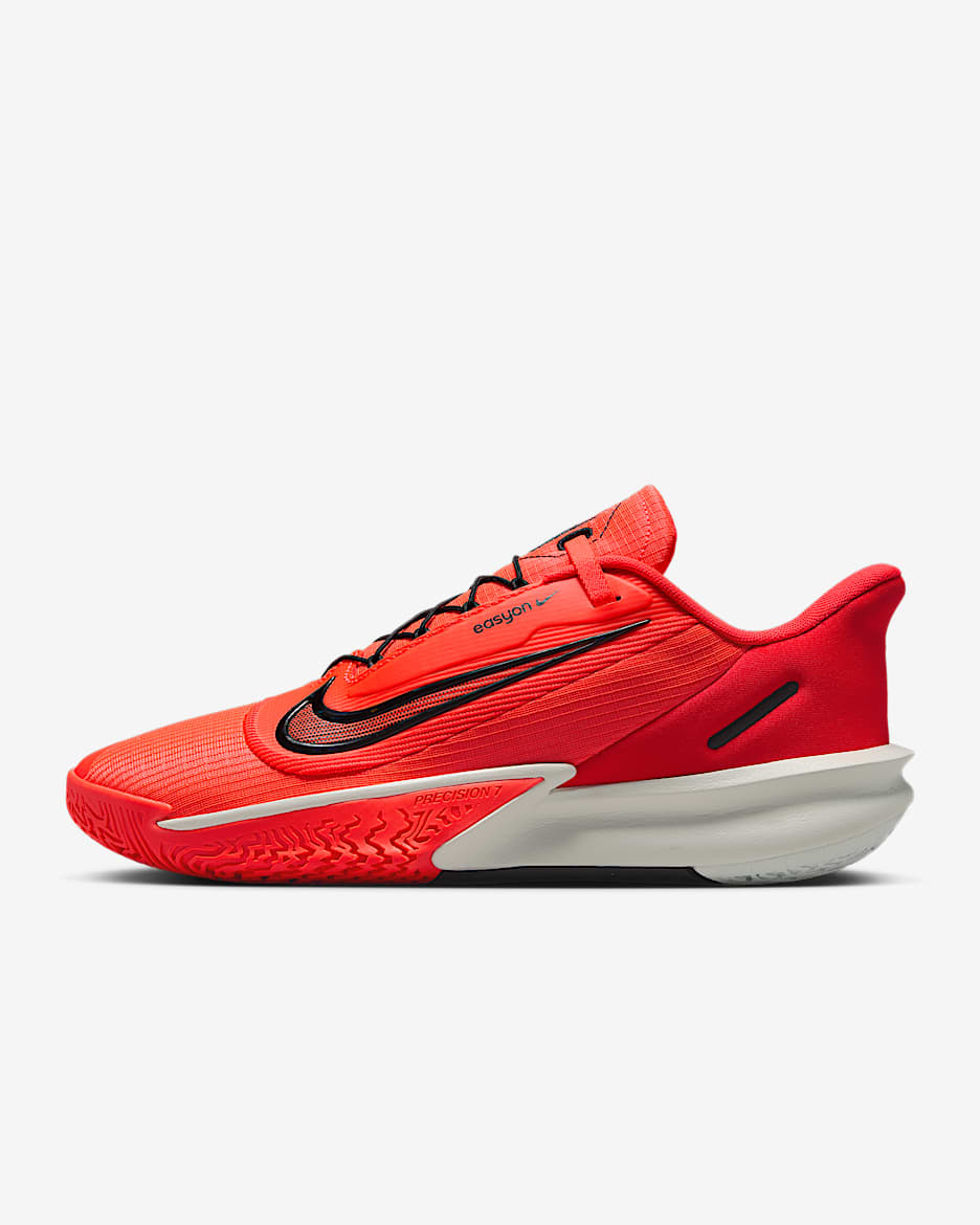 Tenis de básquetbol para hombre Nike Precision 7 EasyOn - Carmesí brillante/Gris básico claro/Negro