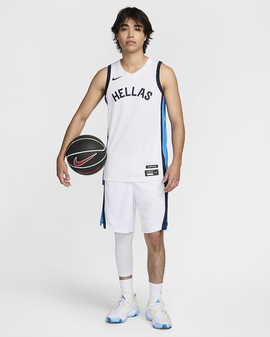 Maillot Nike Basketball Grèce Limited Domicile pour homme - Blanc/Light Photo Blue