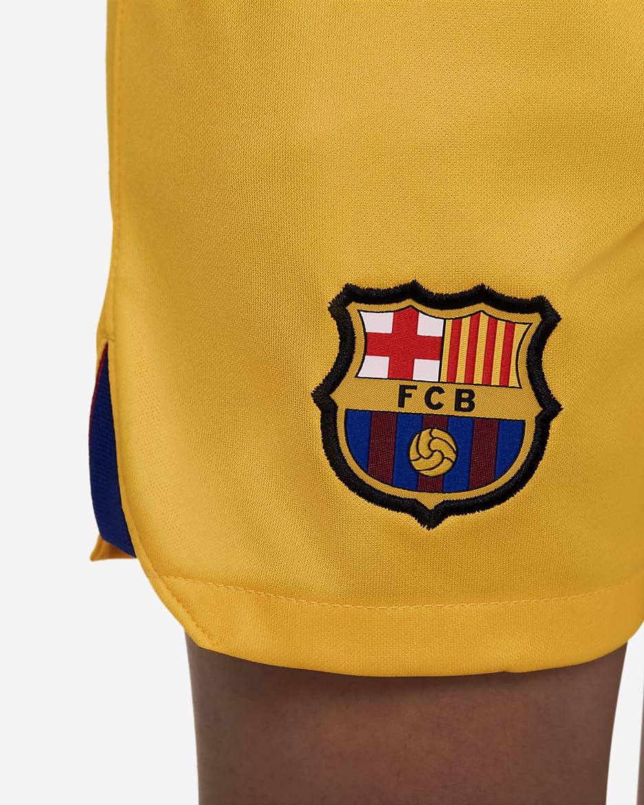 F.C. Barcelona 2023/24 Fourth Younger Kids' Nike Football Kit - Amarillo/University Red/Deep Royal Blue