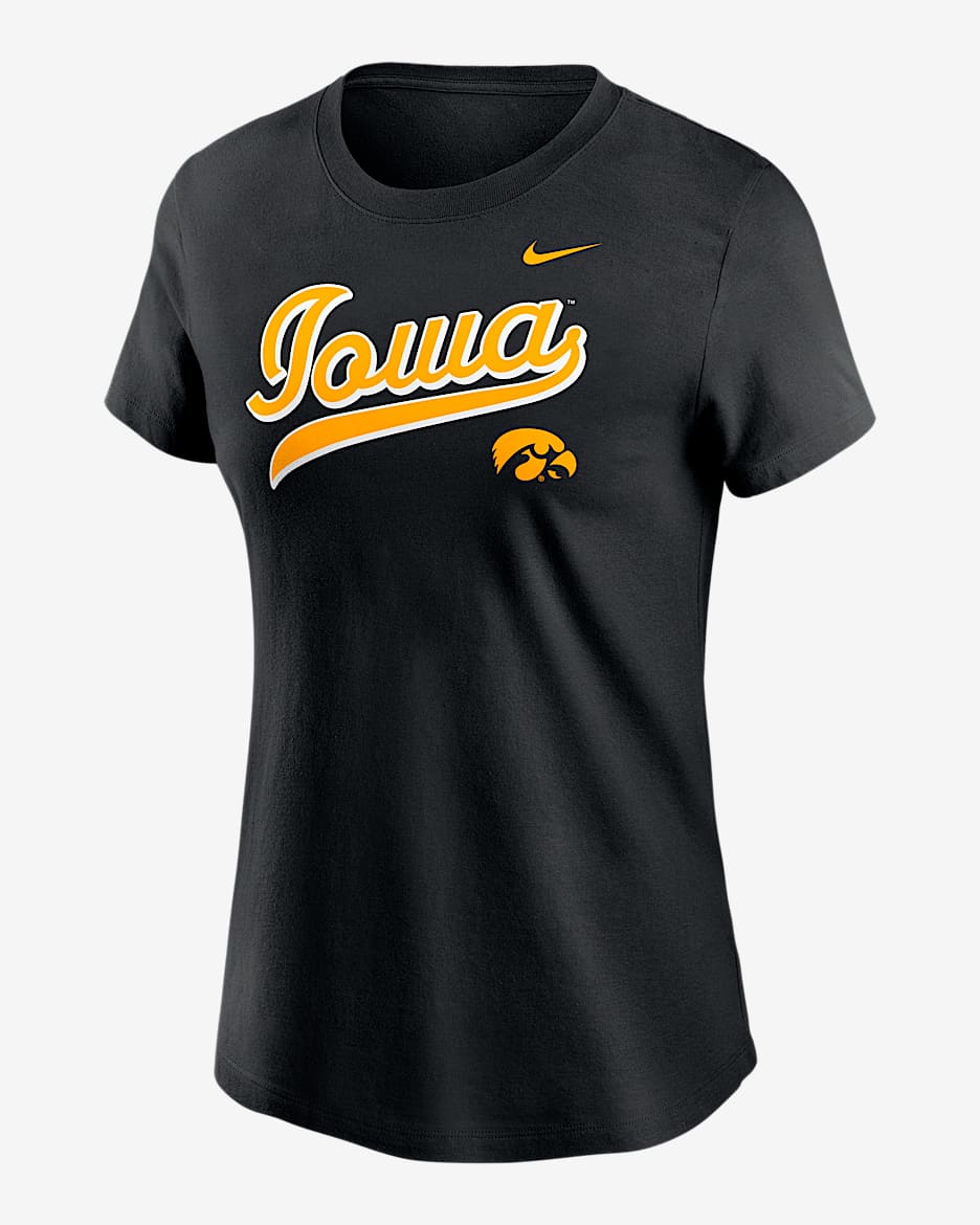 Playera universitaria Nike para mujer Iowa Athletic Prep Arch Local Script - Negro