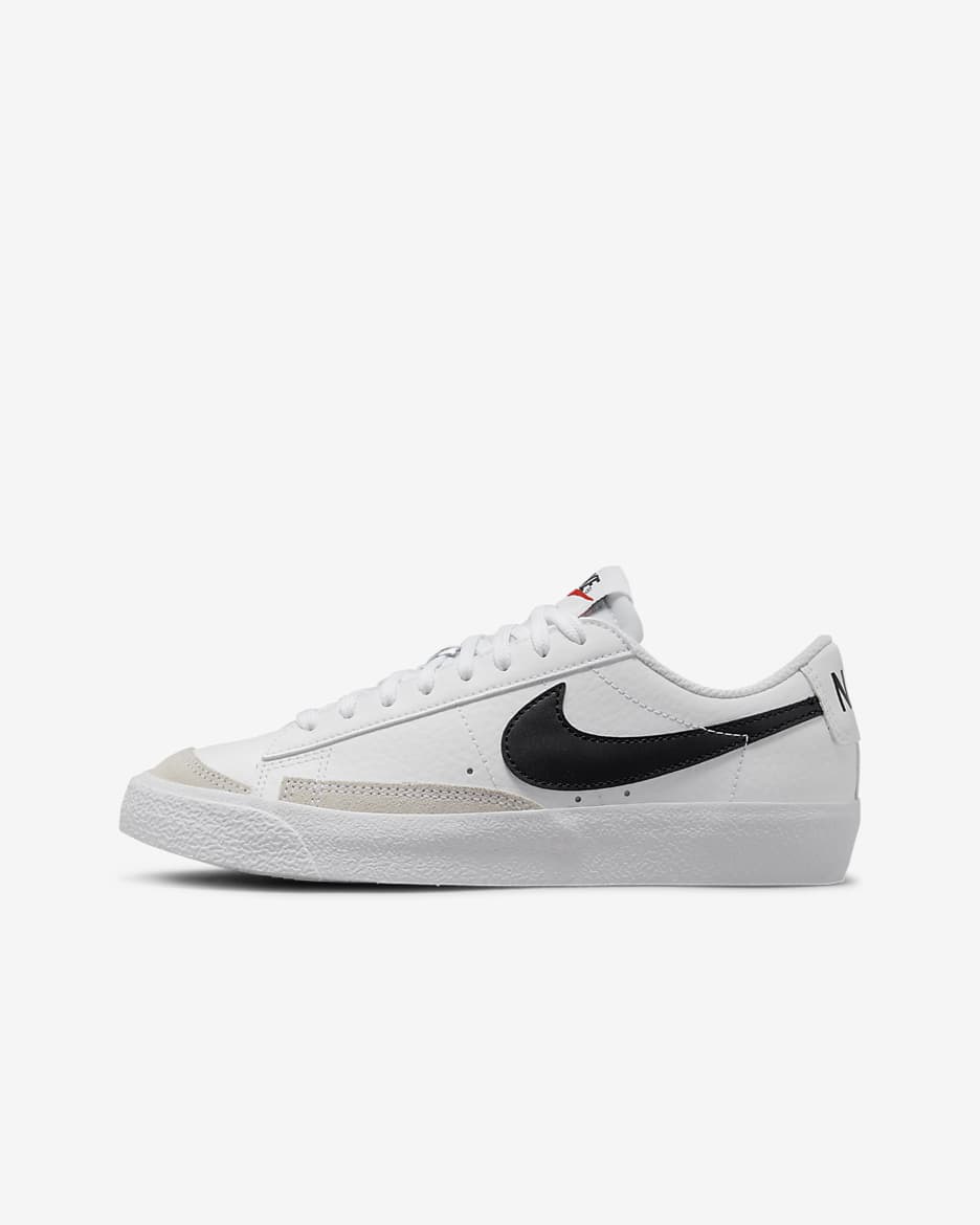 Tenis para niños grandes Nike Blazer Low '77 - Blanco/Negro/Blanco/Azul verdoso lavado