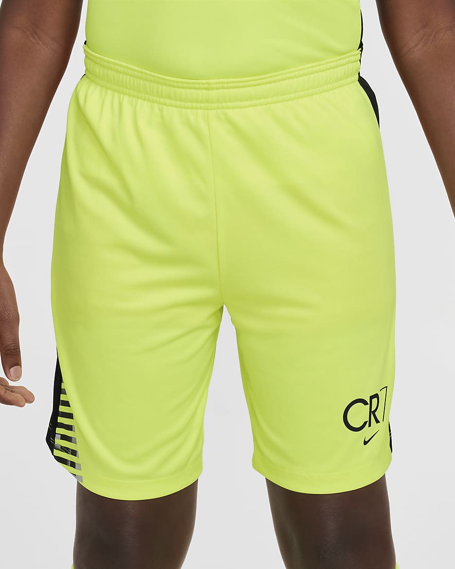 CR7 Academy23 Dri-FIT Fußballshorts (ältere Kinder) - Volt/Schwarz/Schwarz