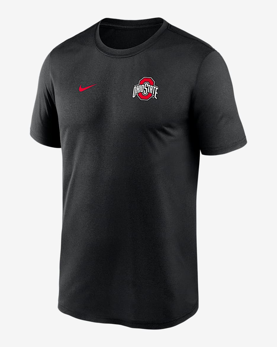 Playera universitaria Nike Dri-FIT para hombre Ohio State Sideline Legend Small Logo - Negro
