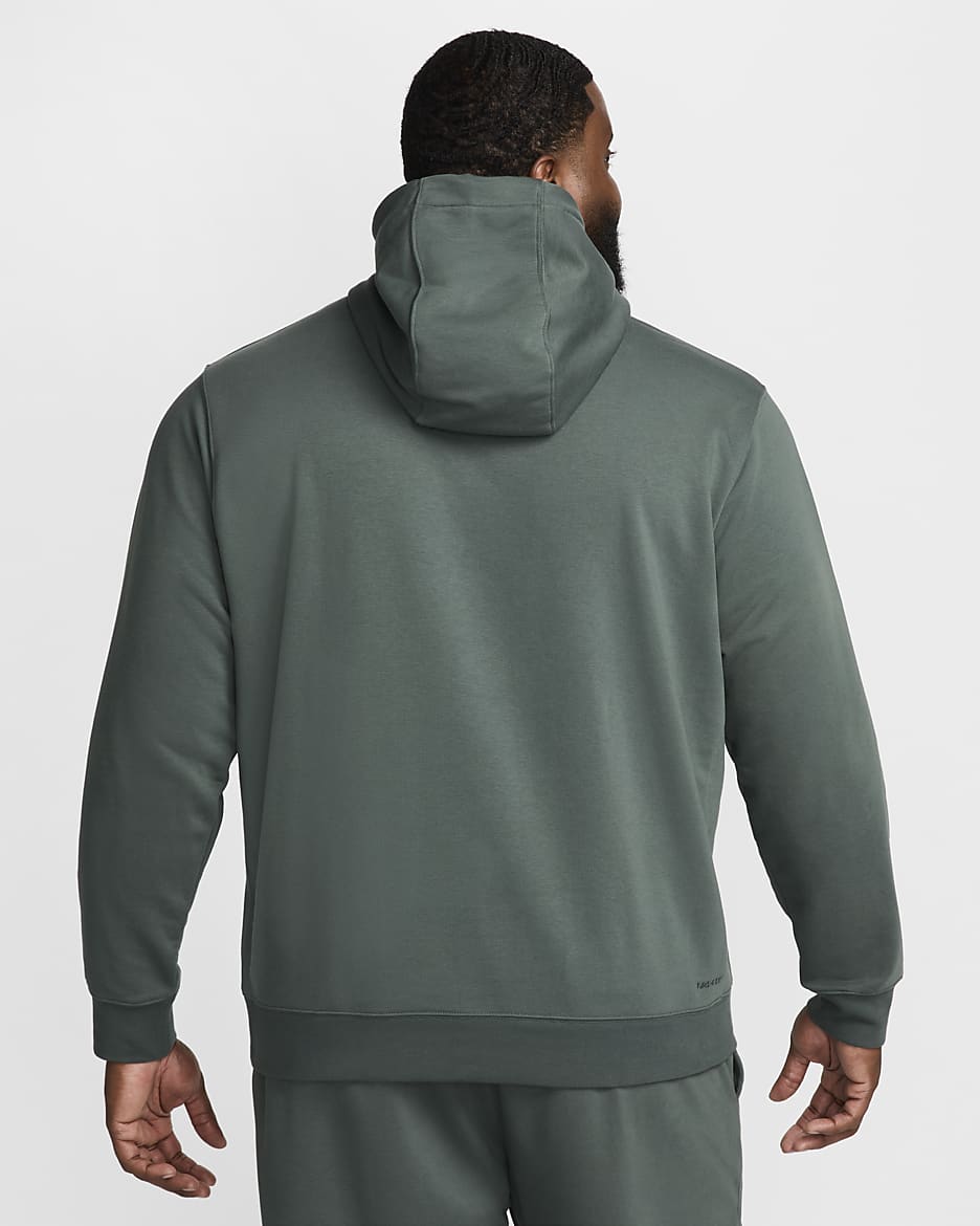 Sweat à capuche de fitness en molleton Dri-FIT Nike Swoosh pour homme - Vintage Green/Vintage Green/Heather/Noir