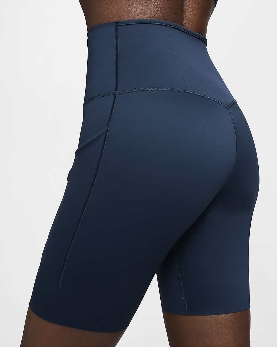 Cycliste 20 cm taille haute à maintien ferme avec poches Nike Go pour femme - Armory Navy/Noir