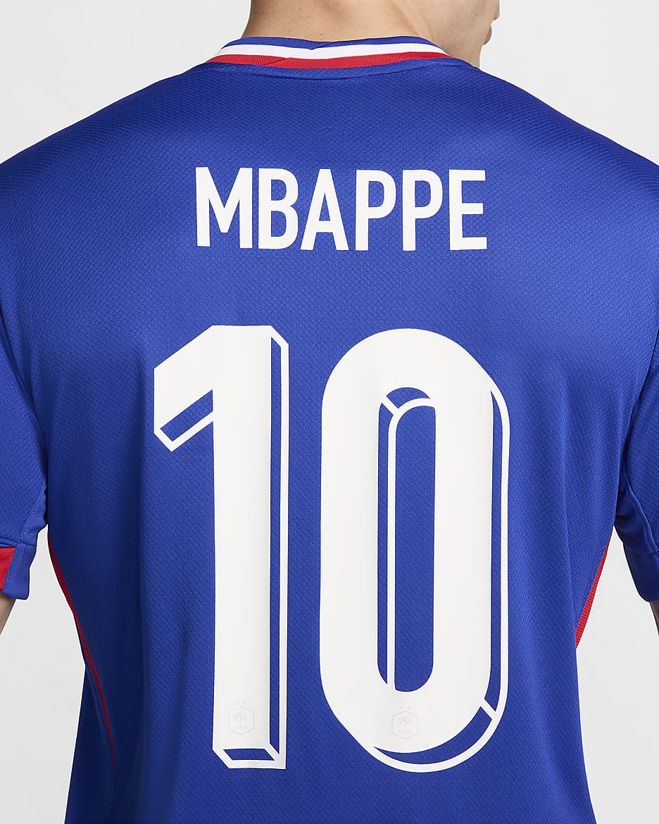 Kylian Mbappé FFF (herenelftal) 2024/25 Stadium Thuis Nike Dri-FIT replica voetbalshirt voor heren - Bright Blue/University Blue/Wit