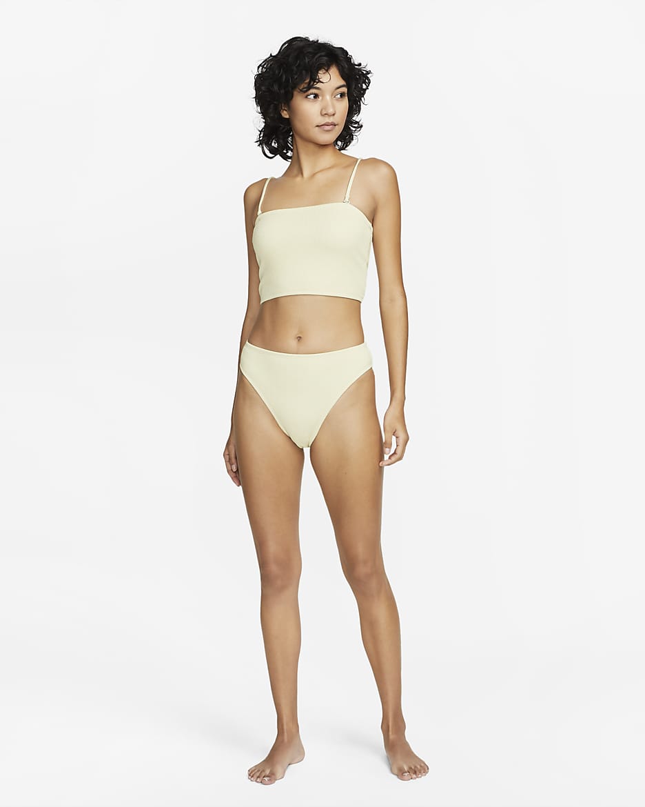 Parte superior de traje de baño tipo bandeau midkini para mujer Nike - Leche de coco