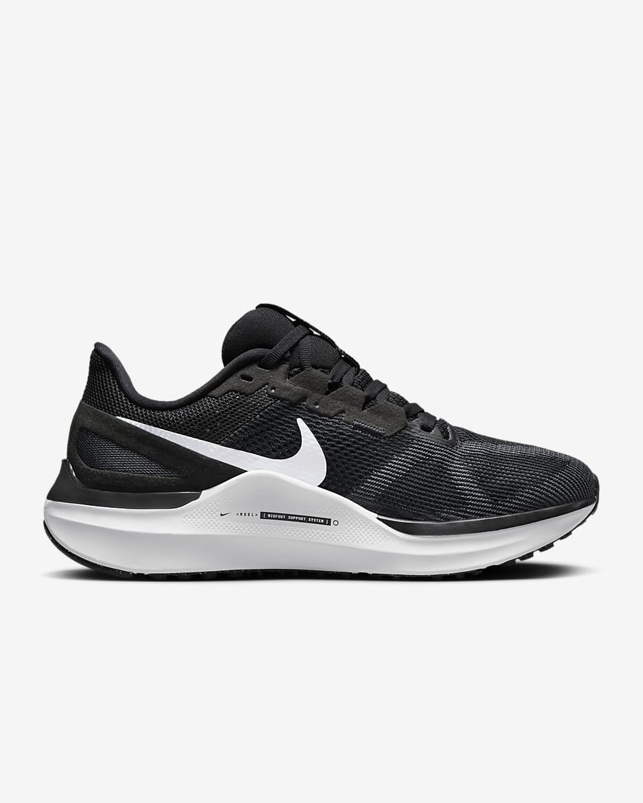 Nike Structure 25 Women's Road Running Shoes (Extra Wide) - Black/Dark Smoke Grey/White