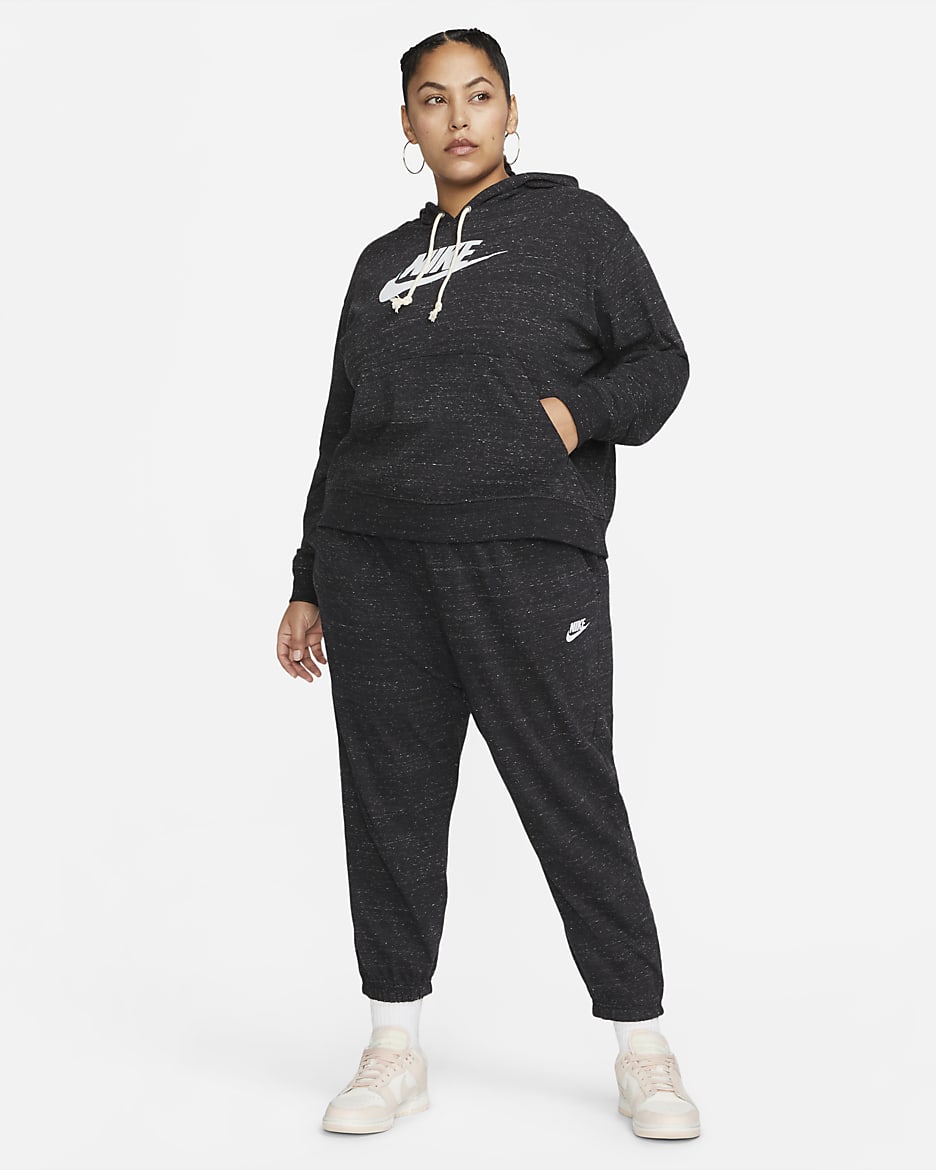 Nike Sportswear Gym Vintage Women's Pullover Hoodie (Plus Size) - Black/White