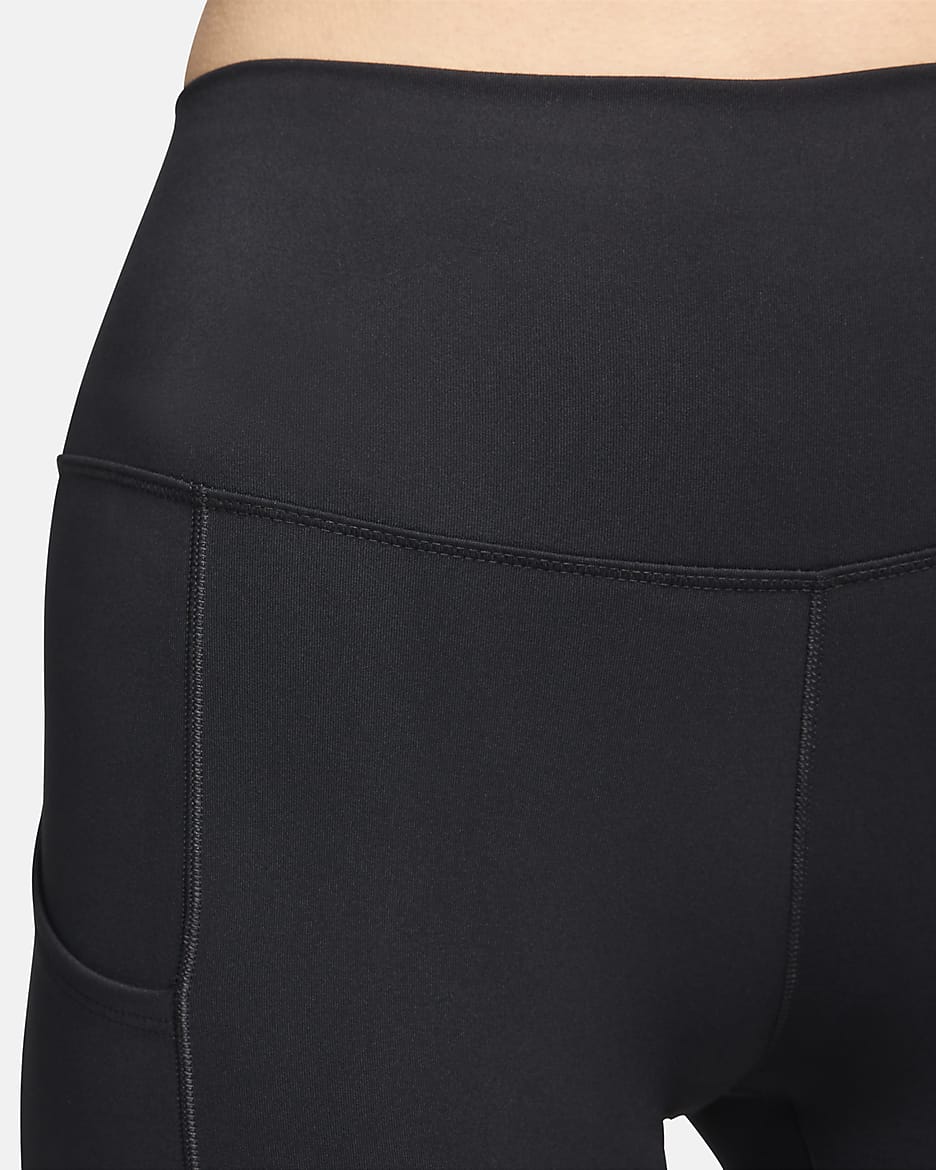 Nike One Women's High-Waisted 8" Biker Shorts with Pockets - Black/Black