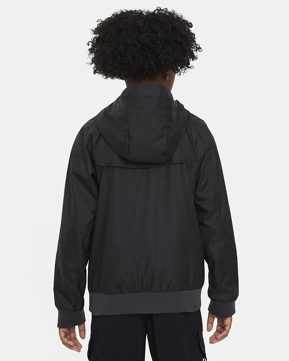 Nike Sportswear Windrunner Older Kids' Hooded Jacket - Black/Black/Black/White