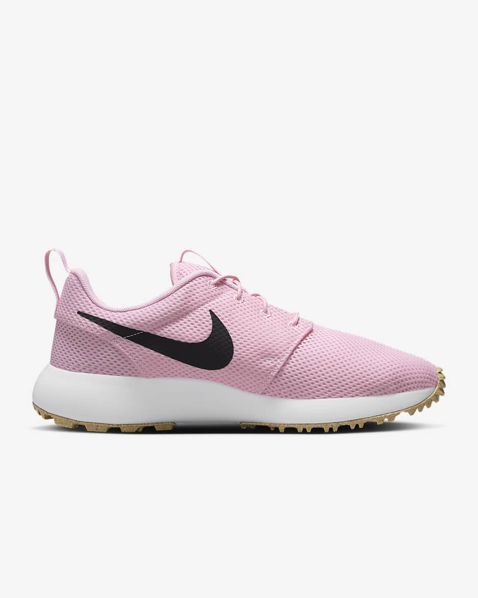 Roshe G Next Nature Men's Golf Shoes - Medium Soft Pink/White/Gum Light Brown/Black