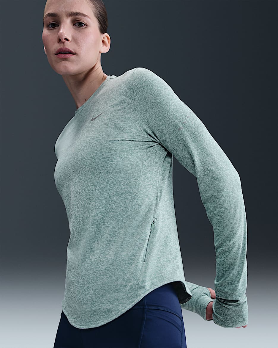 Nike Swift Women's Dri-FIT UV Long-Sleeve Crew-Neck Running Top - Cannon/Heather