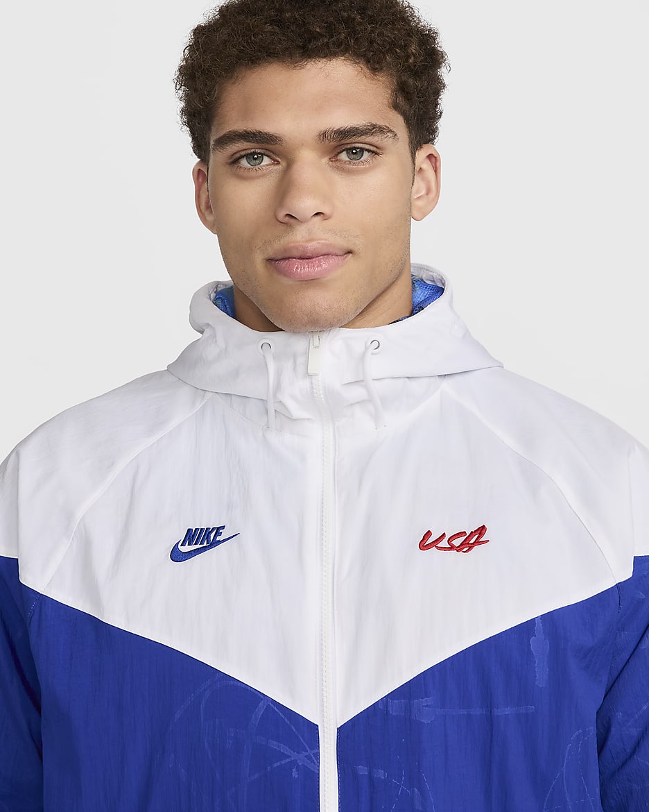 USA Windrunner Men's Nike Breaking Woven Jacket - White/Old Royal/Old Royal