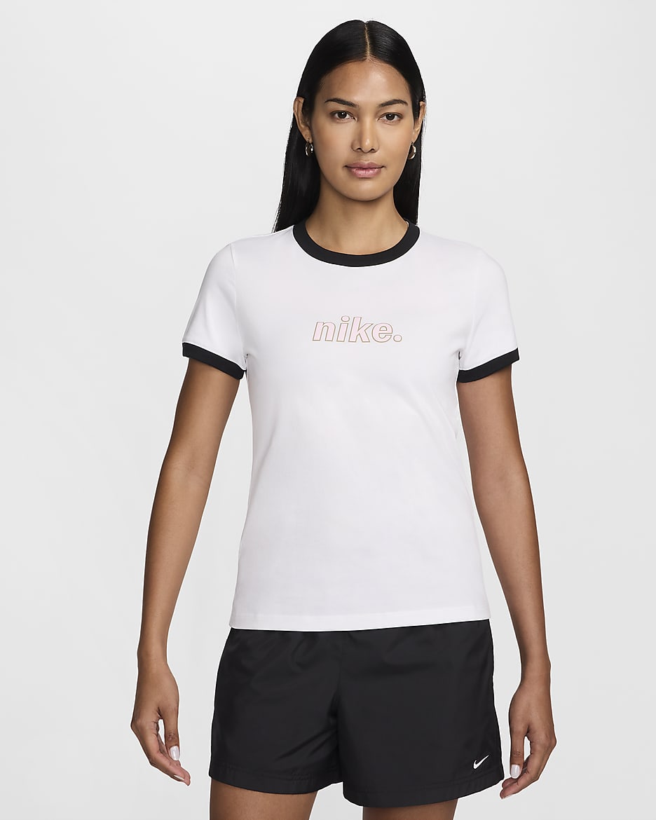 Nike Sportswear Women's Ringer T-Shirt - White/Black/Black