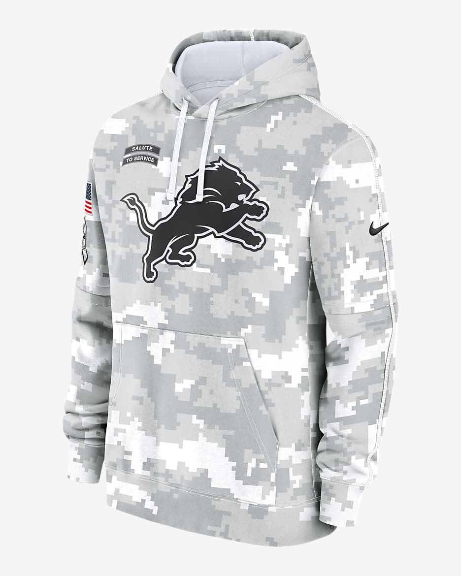 Detroit Lions Salute to Service Primary Edge Club Men's Nike NFL Pullover Hoodie - White