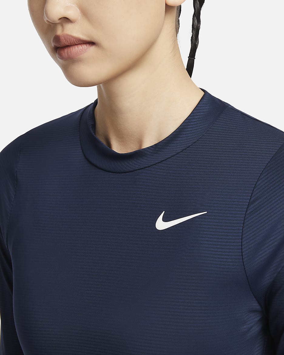 Playera de golf estampada de manga larga para mujer Nike Dri-FIT UV Victory - Obsidiana/Blanco