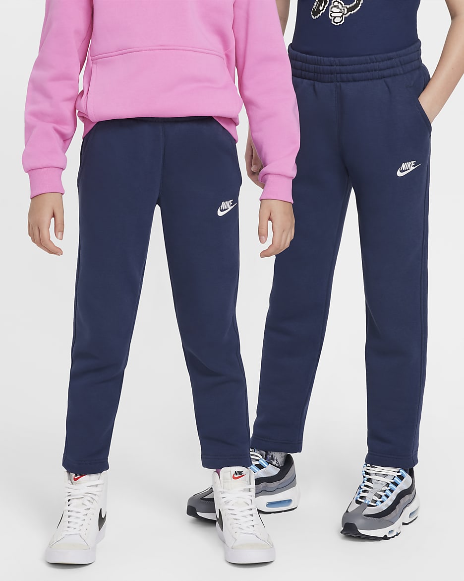 Pantalones con dobladillo abierto para niño talla grande Nike Sportswear Club Fleece - Azul marino medianoche/Blanco