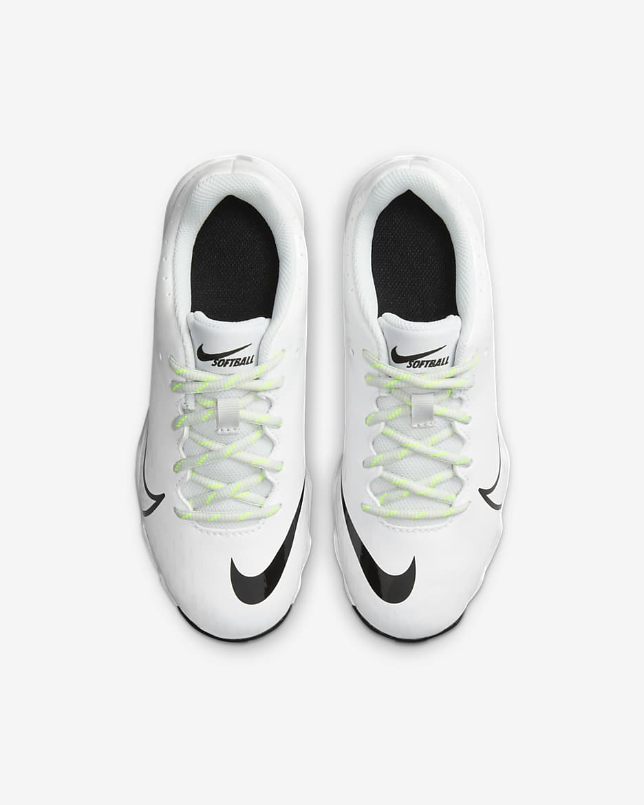 Nike Hyperdiamond 4 Keystone GG Big Kids' Softball Cleats - White/Photon Dust/Volt/Black