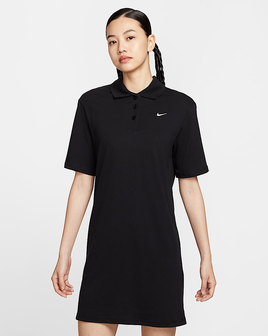 เดรสโปโลแขนสั้นผู้หญิง Nike Sportswear Essential - ดำ/Sail
