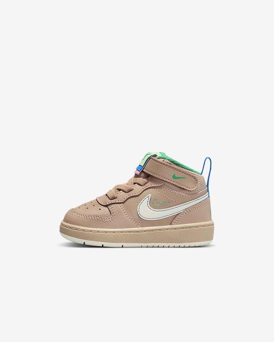 Nike Court Borough Mid 2 SE Baby/Toddler Shoes - Hemp/Barely Volt/Light Photo Blue/Coconut Milk