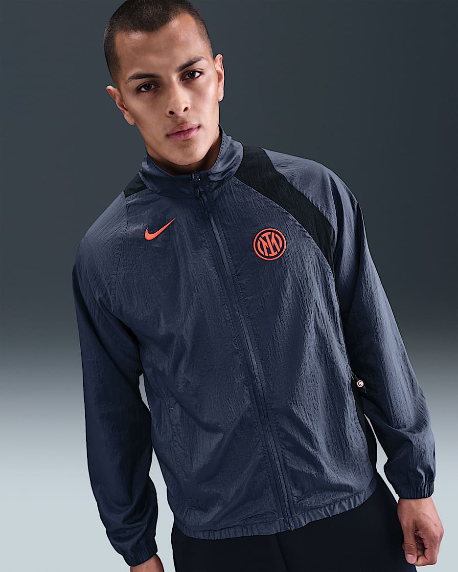 Träningsjacka Inter Milan Nike Football Total 90 för män - Thunder Blue/Svart/Safety Orange