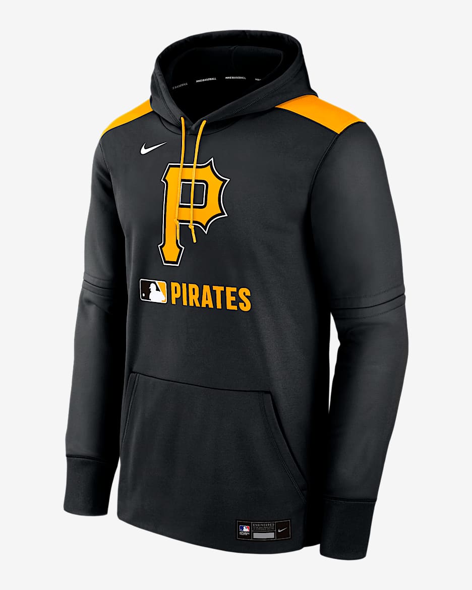 Pittsburgh Pirates Authentic Collection Men's Nike Therma MLB Pullover Hoodie - Black