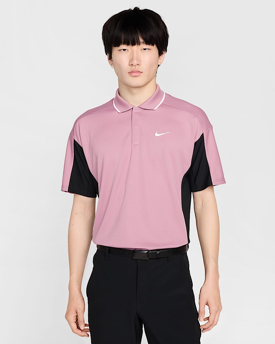 Nike Golf Club Men's Dri-FIT Golf Polo - Plum Dust/Black/Black/White
