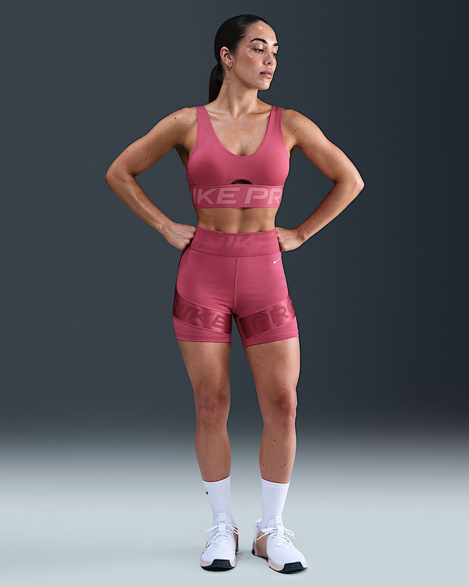 Nike Pro Sculpt Women's Dri-FIT High-Waisted 5" Biker Shorts - Sweet Beet/Rush Maroon/White