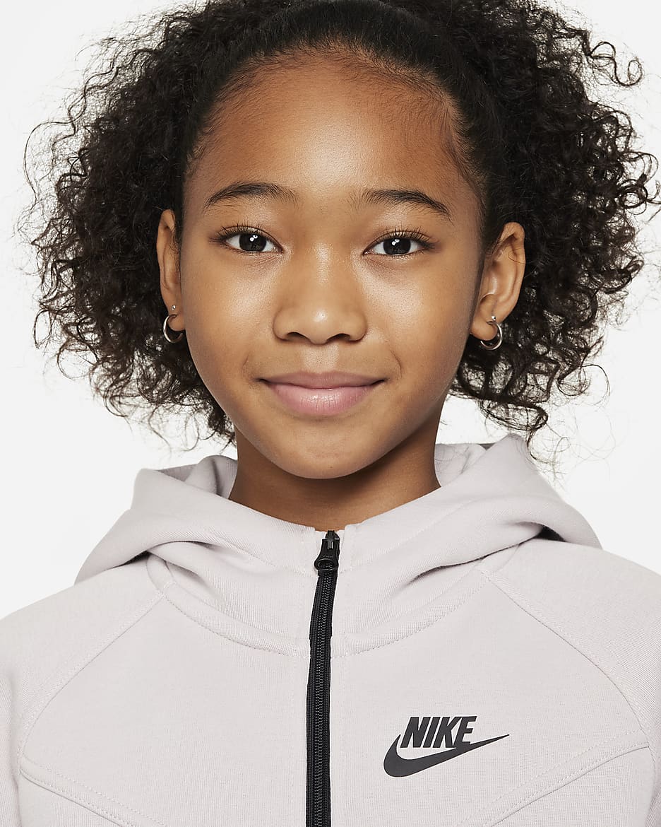 Nike Sportswear Tech Fleece Older Kids' (Girls') Full-Zip Hoodie - Platinum Violet/Black/Black