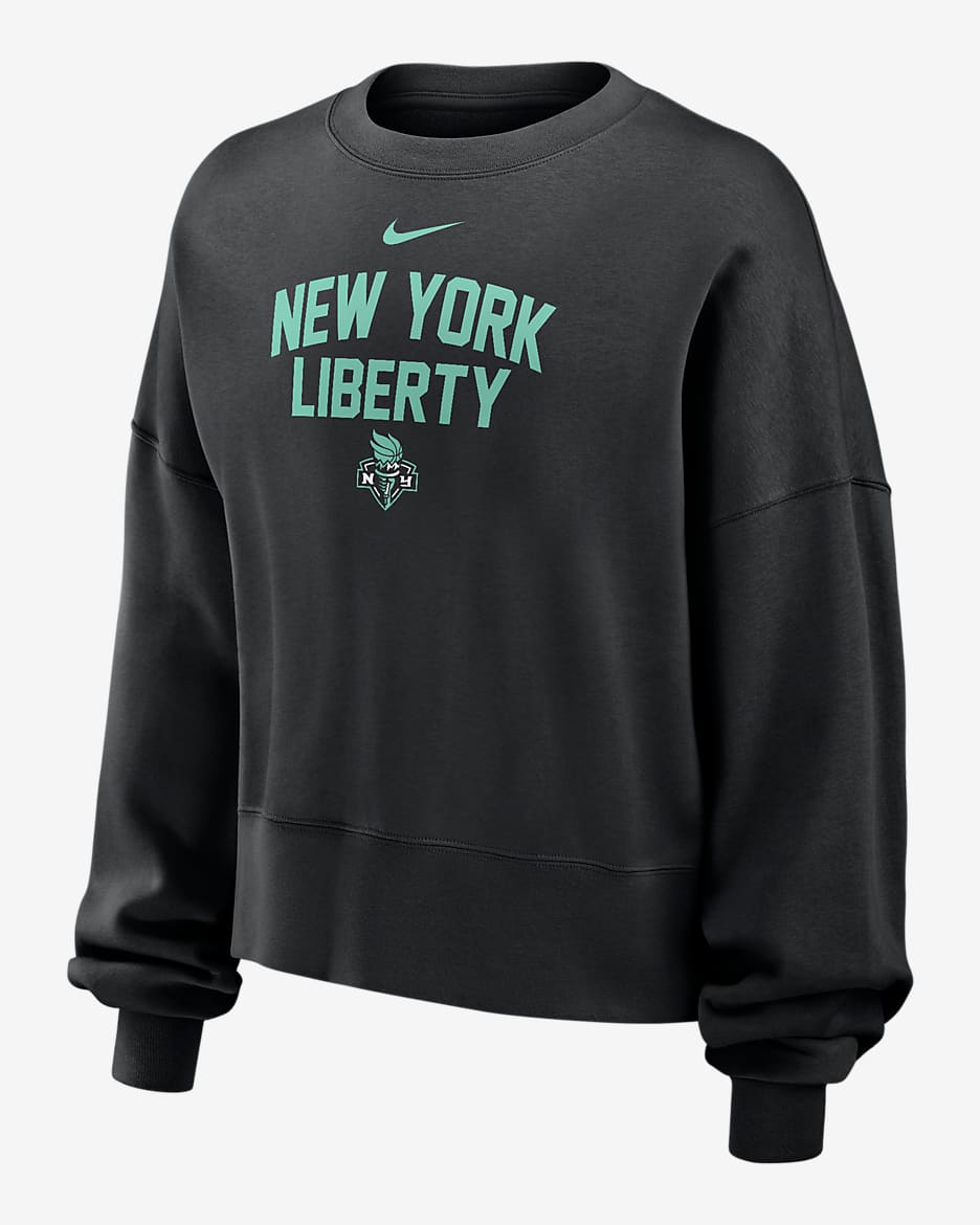 Sudadera de cuello redondo Nike de la WNBA para mujer New York Liberty Phoenix Fleece - Negro