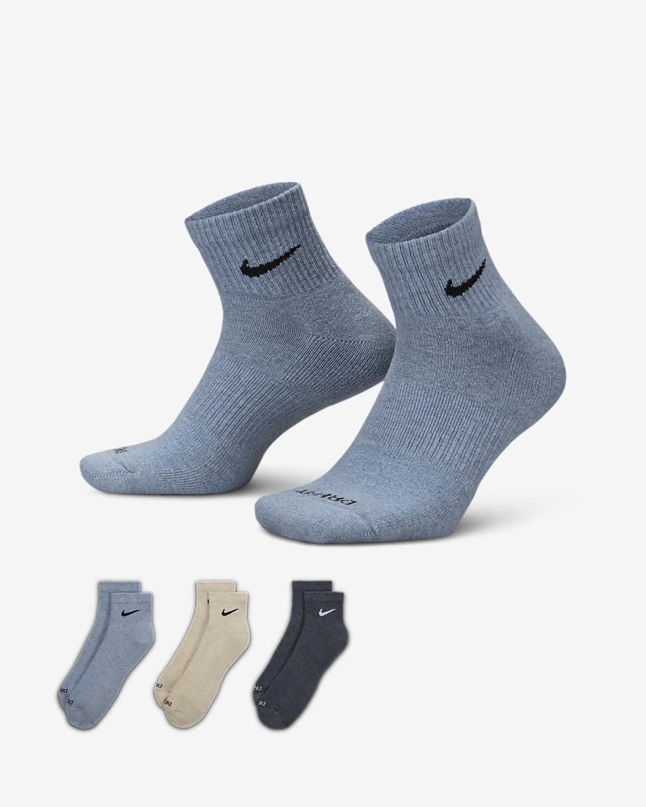 Nike Everyday Plus Cushioned Training Ankle Socks (3 Pairs) - Multi-Color