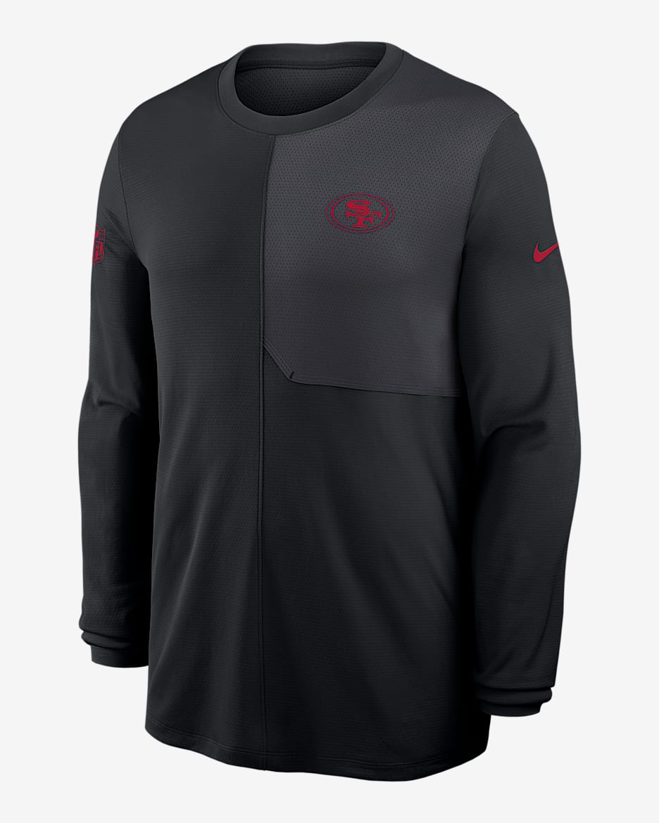 San Francisco 49ers Sideline Coach Men's Nike Dri-FIT NFL Long-Sleeve Top - Black