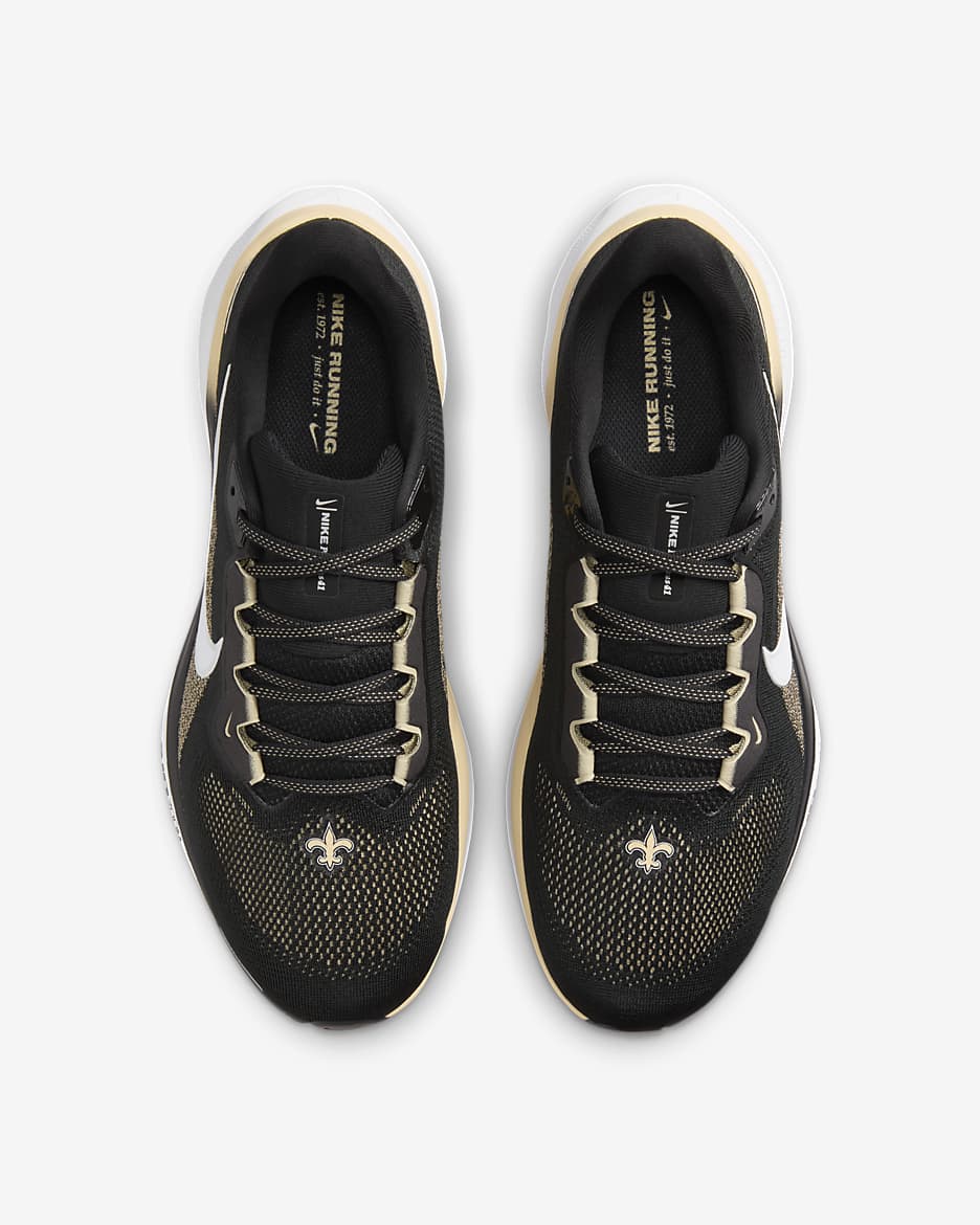 Tenis de correr en pavimento para hombre Nike Pegasus 41 NFL New Orleans Saints - Negro/Blanco/Oro team/Blanco