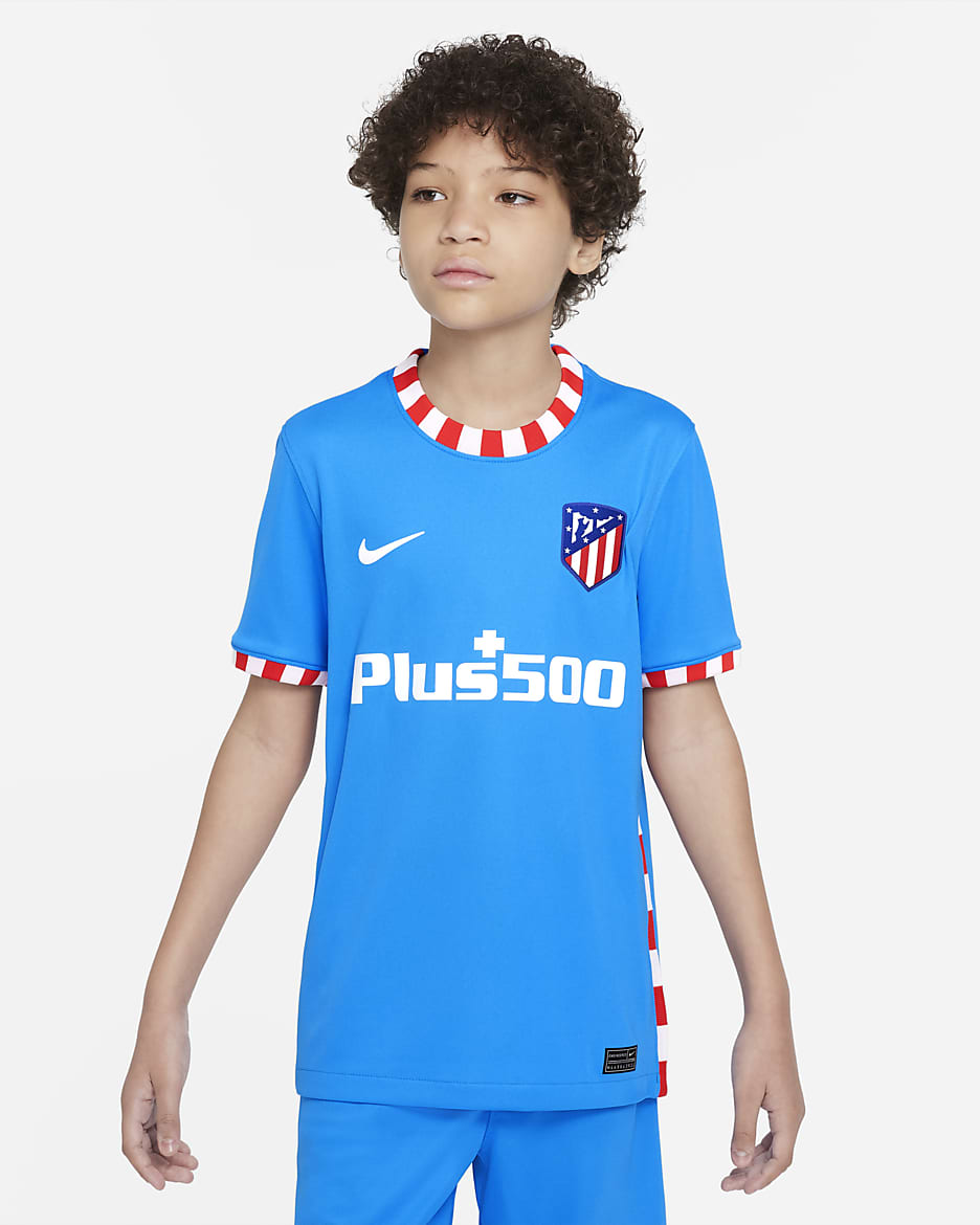 Jersey de fútbol Dri-FIT Nike - Niños talla grande Atlético Madrid 2021/22 Stadium Alternativo - Azul foto/Blanco