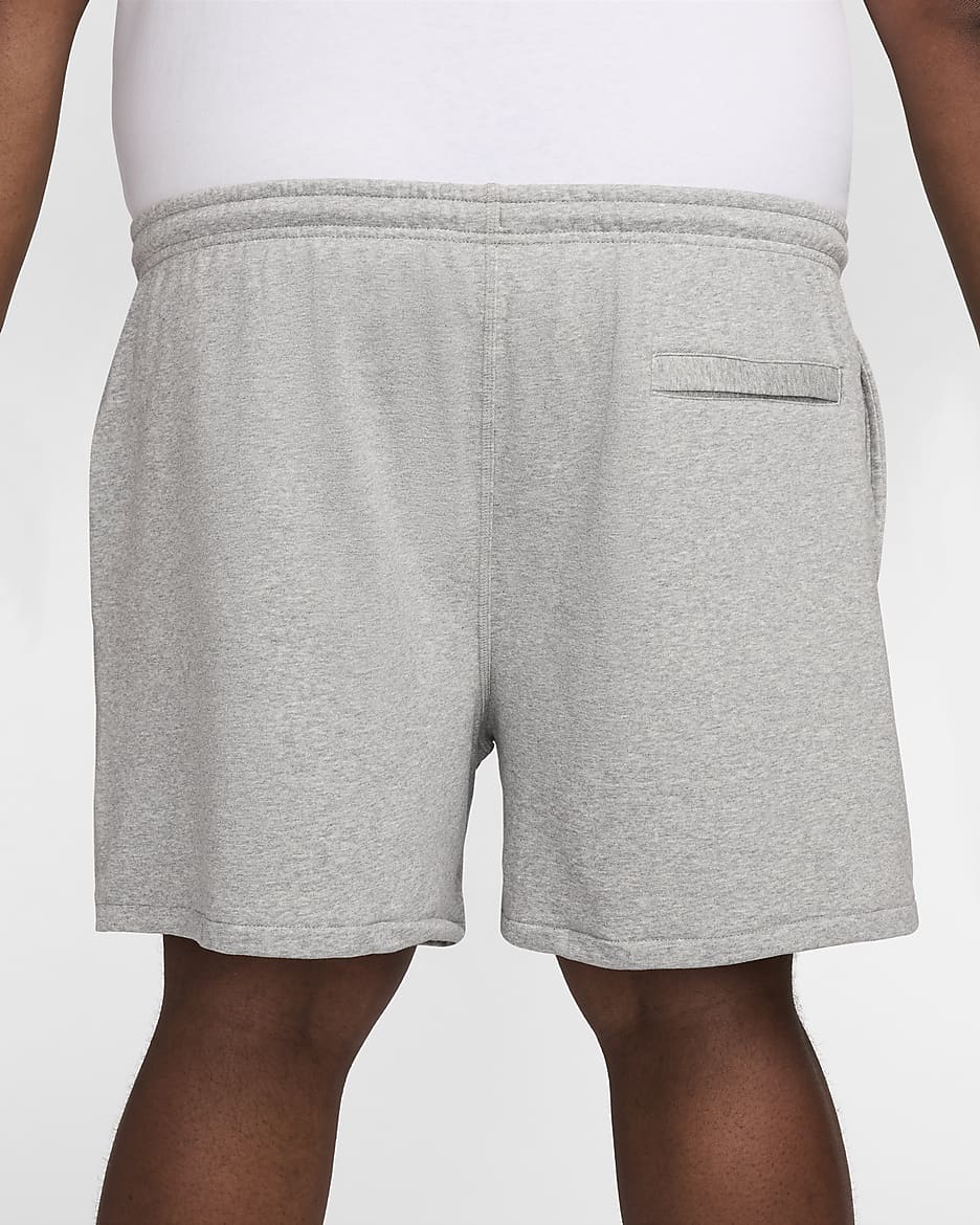 Short en molleton Flow Nike Club pour homme - Dark Grey Heather/Light Smoke Grey/Blanc