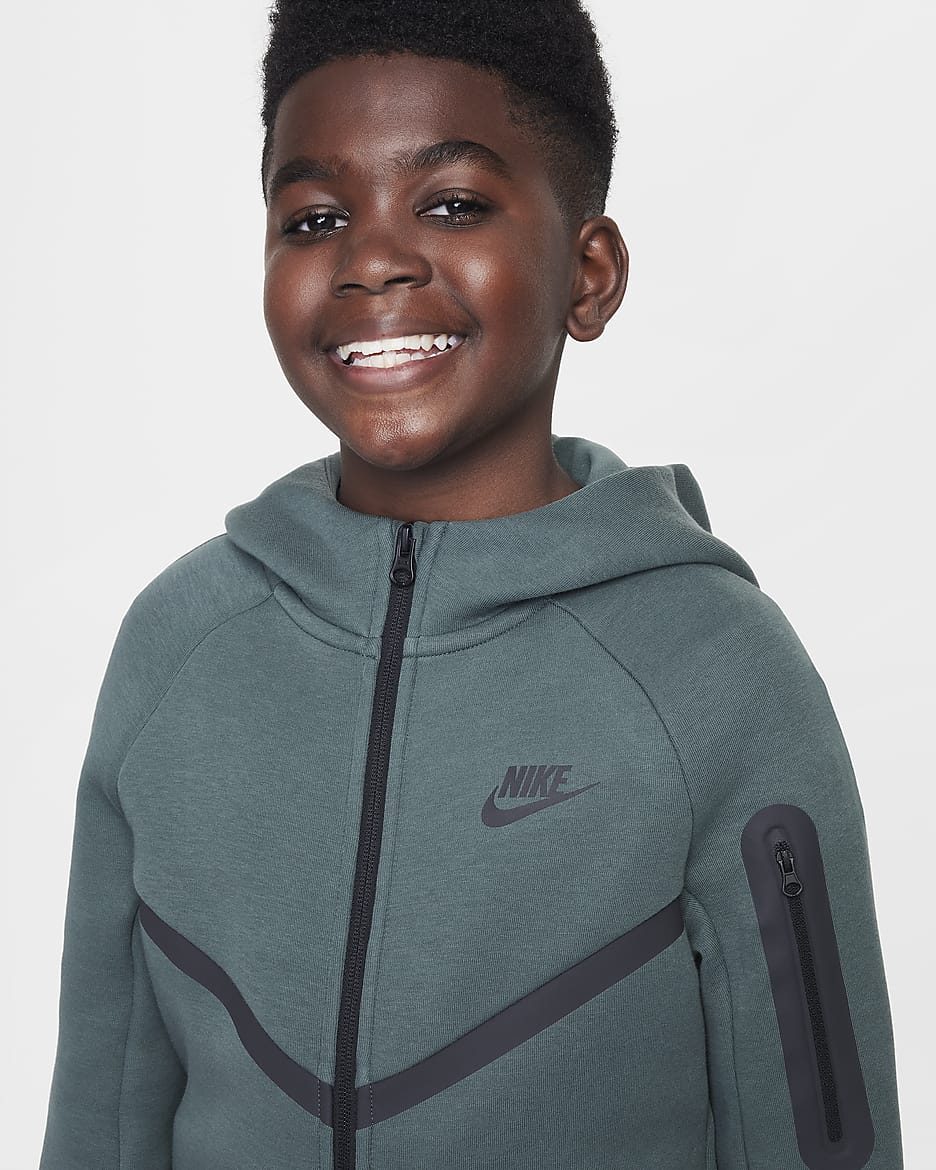 Nike Sportswear Tech Fleece Big Kids' Full-Zip Hoodie - Vintage Green/Vintage Green/Black/Black