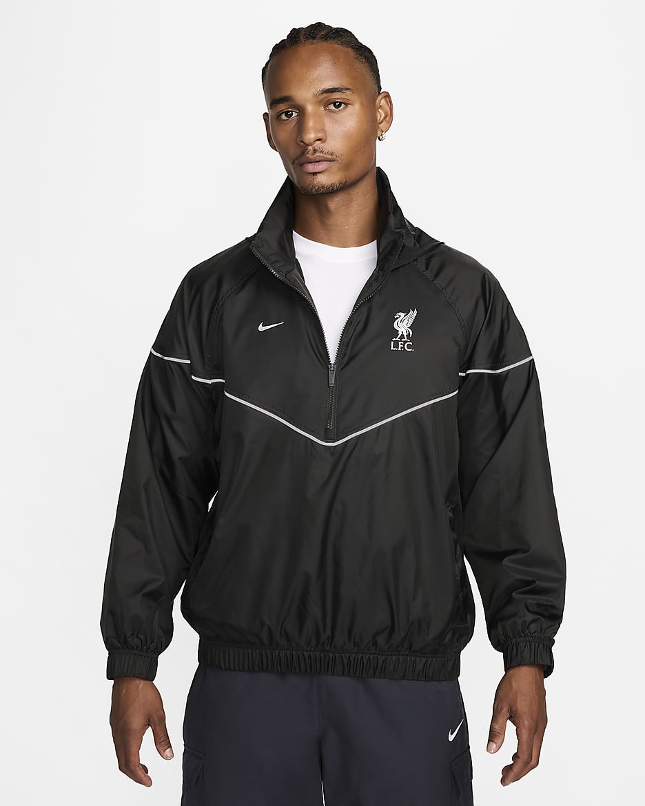 Męska kurtka piłkarska typu anorak Nike Liverpool F.C. Windrunner - Night Forest/Metallic Silver