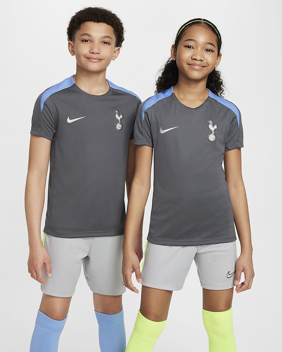 Tottenham Hotspur Strike Older Kids' Nike Dri-FIT Football Short-Sleeve Knit Top - Dark Grey/Dark Grey/Polar/Grey Fog