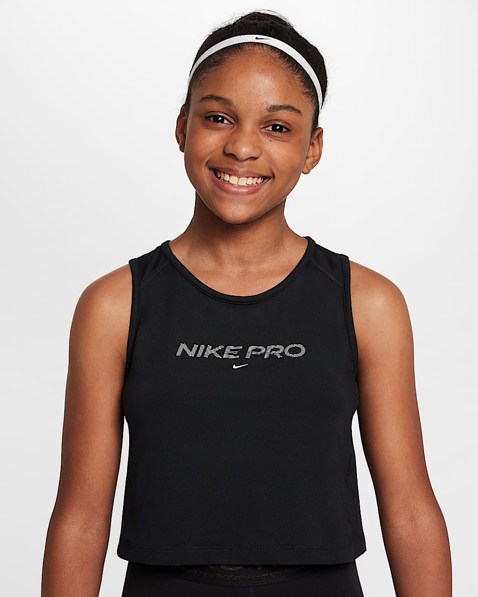 Nike Pro Camiseta de tirantes Dri-FIT - Niña - Negro/Blanco