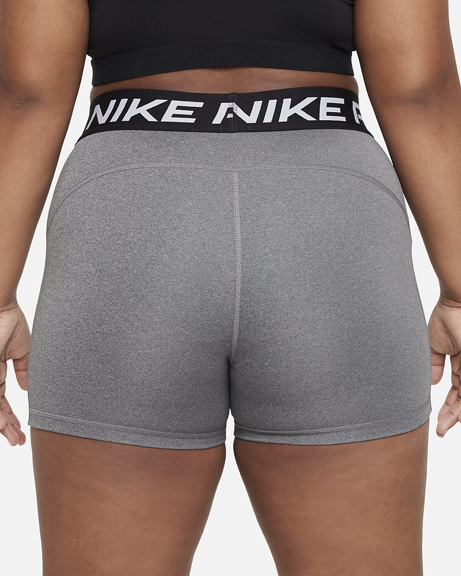 Nike Pro Dri-FIT Older Kids' (Girls') Shorts (Extended Size) - Carbon Heather/White