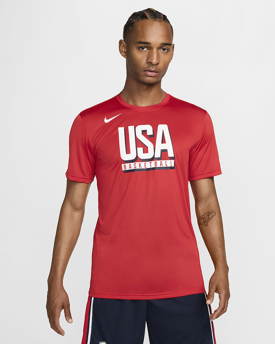 T-shirt Nike Basketball USA Practice pour homme - Sport Red/Sport Red/Blanc