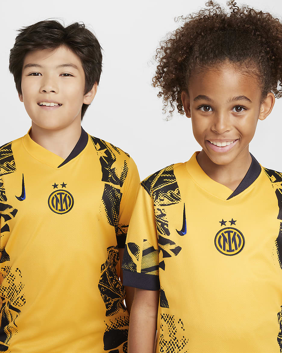 Koszulka piłkarska dla dużych dzieci Nike Dri-FIT Inter Mediolan Stadium 2024/25 (wersja trzecia) – replika - University Gold/Blackened Blue/University Gold/Lyon Blue