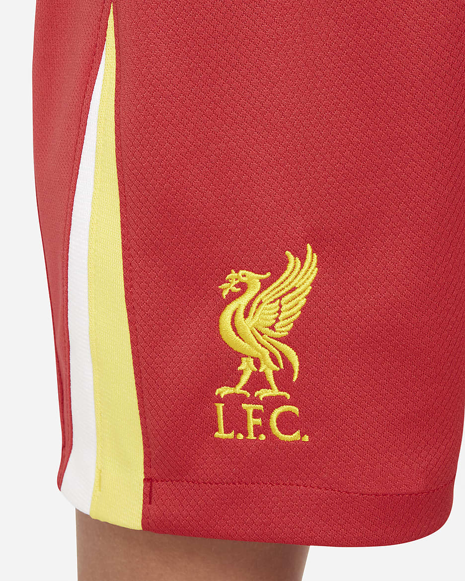 Liverpool F.C. 2024/25 Stadium Home Older Kids' Nike Dri-FIT Football Replica Shorts - Gym Red/White/Chrome Yellow