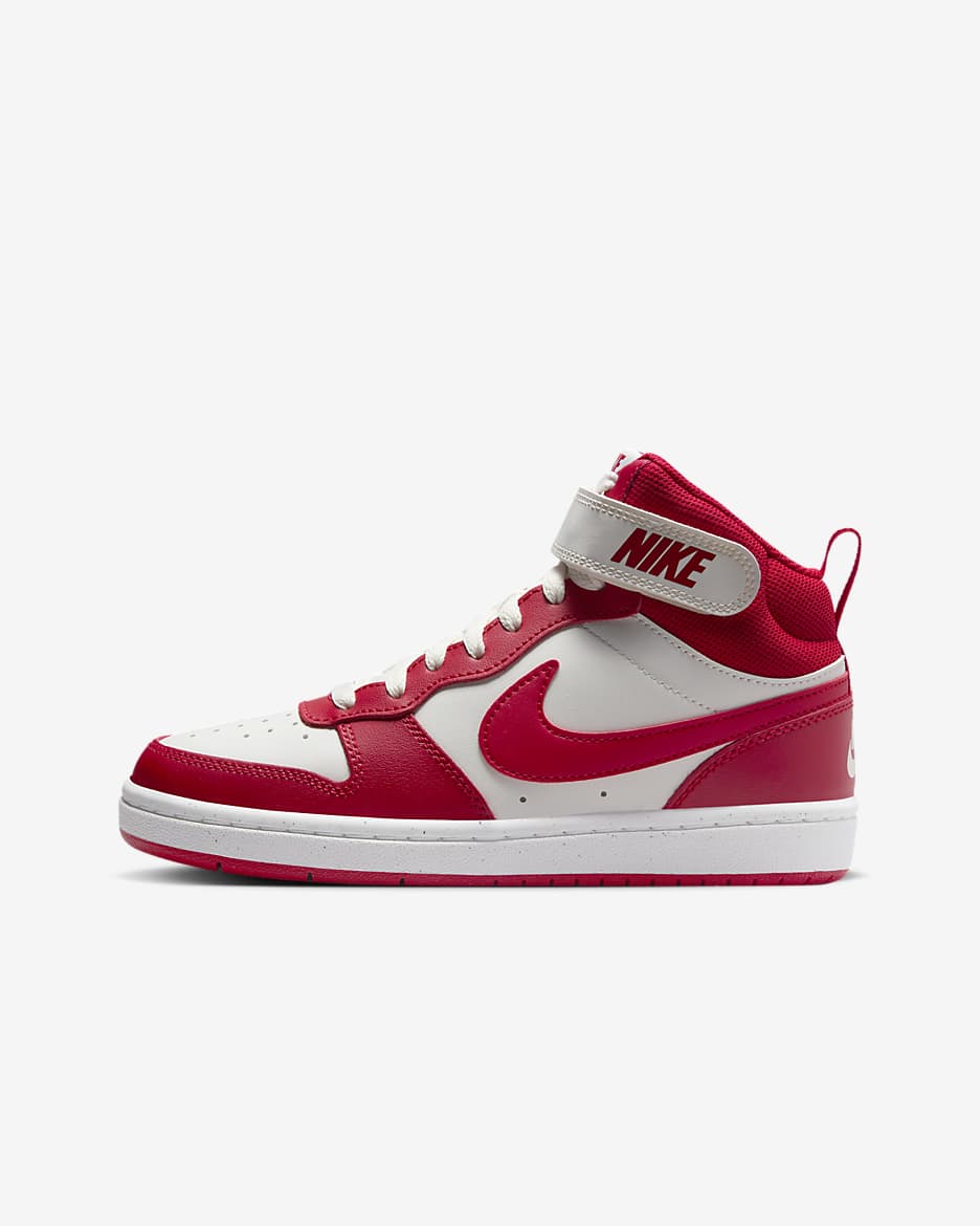 Nike Court Borough Mid 2 Big Kids' Shoes - Sail/White/Gym Red