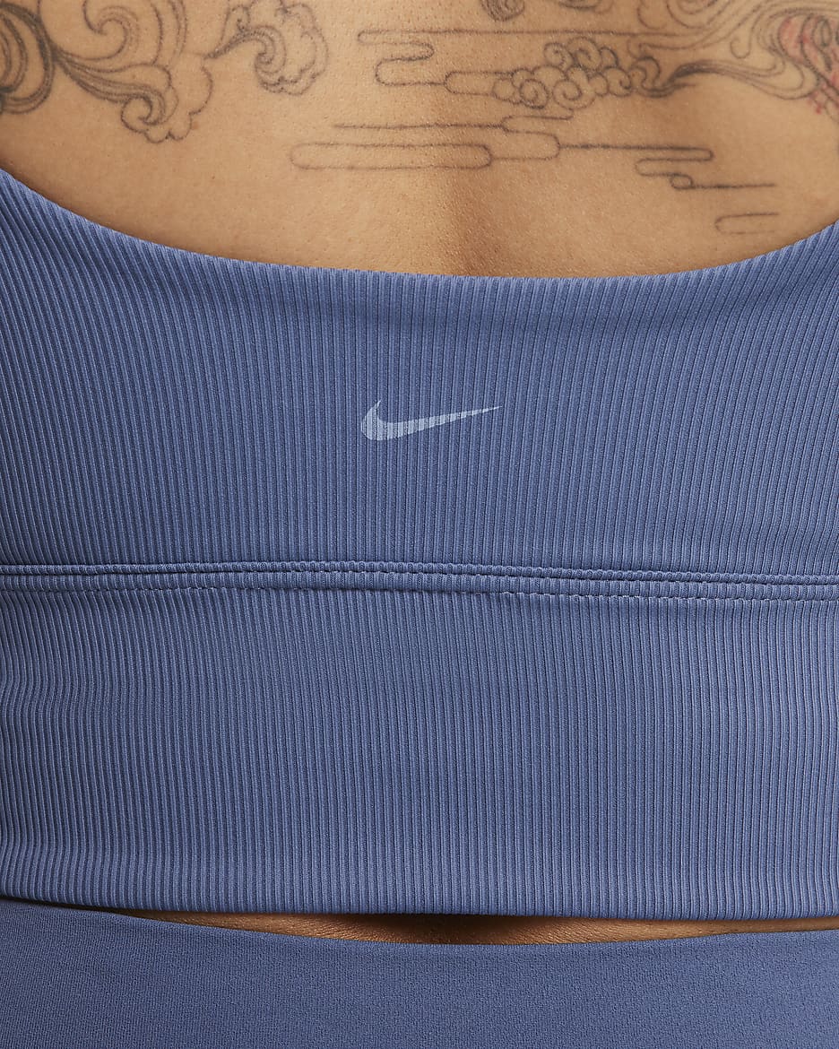 Nike Zenvy Rib Women's Light-Support Non-Padded Longline Sports Bra - Diffused Blue/Diffused Blue/White